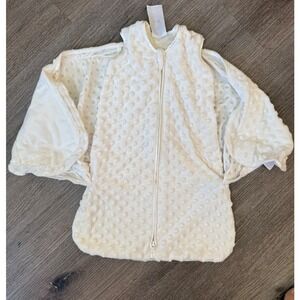 HALO SleepSack Swaddle Newborn 0-3M Cream White Minky Dot 3-Way Adjustable Sack